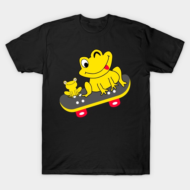 Frog On Skateboard Cute T-Shirt by The Sober Art